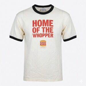 Burger King T Shirt Mens Large White 'Home of the Whopper' 1995 Vintage Retro